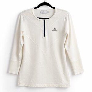 Adidas Stella McCartney Barricade Tennis Top M Ivory 3/4 Sleeve Quarter Zip